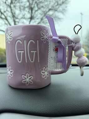 Rae Dunn 🪻Lilac "GIGI" Floral Ceramic Mug w/ charm NWT